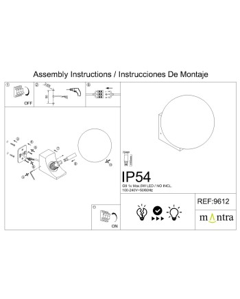 INTERLAKEN * APLIQUE IP54 G9 NEGRO